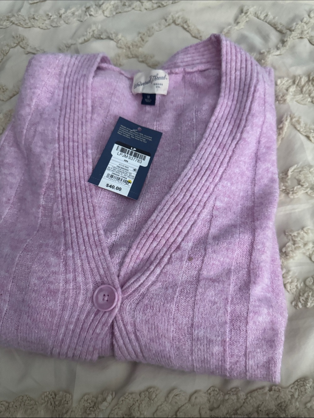 Universal Thread Lavender Ribbed V-Neck Button Cardigan - Picture 4 of 4